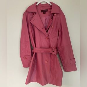 Bloomingdale's Pink Leather Trench Coat